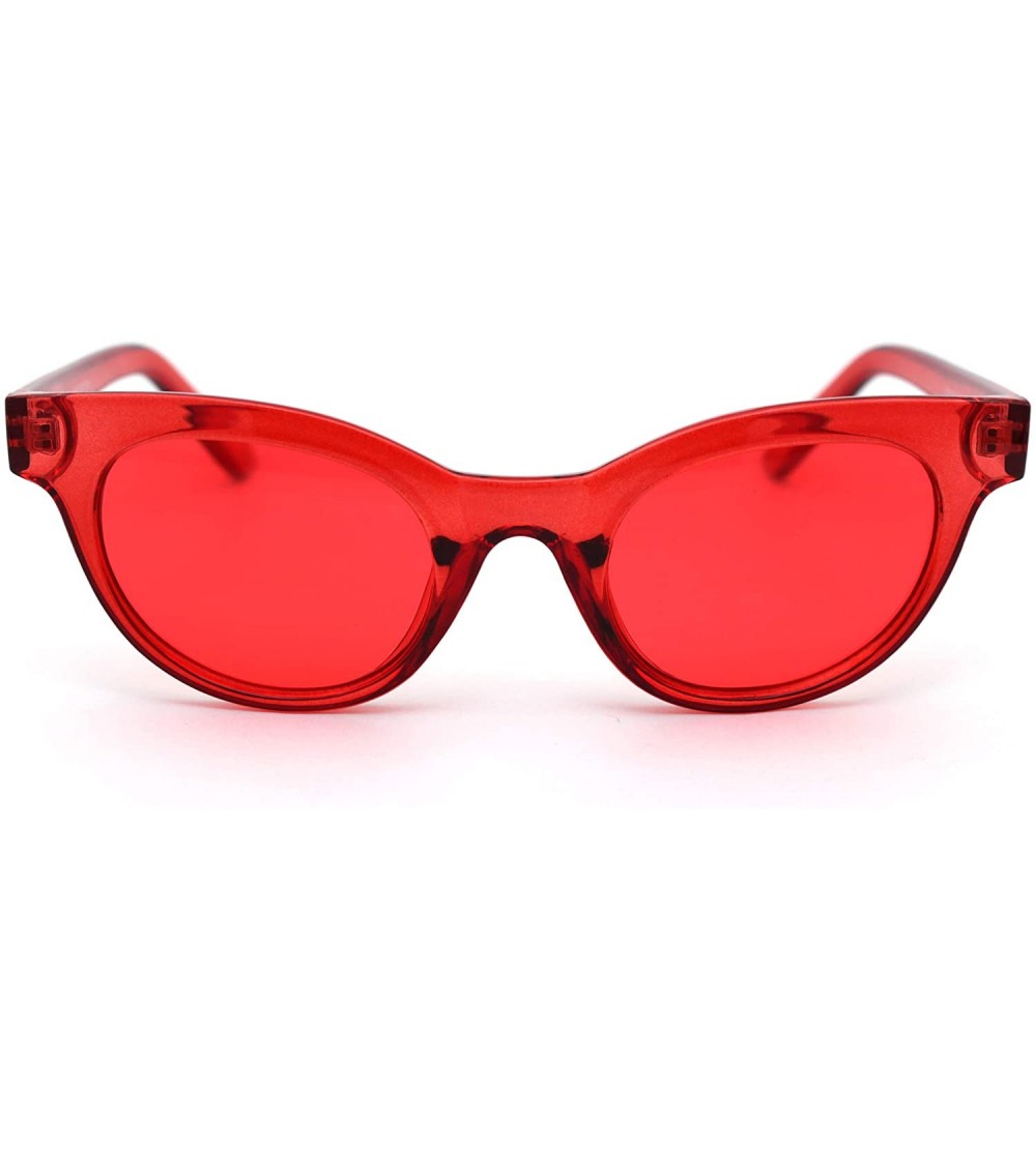 Oval Mod Womens Thick Plastic Oval Hippie Horn Rim Sunglasses - Red - C818YX7XTCN $18.55