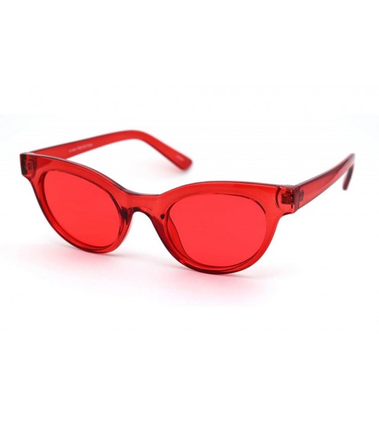 Oval Mod Womens Thick Plastic Oval Hippie Horn Rim Sunglasses - Red - C818YX7XTCN $18.55