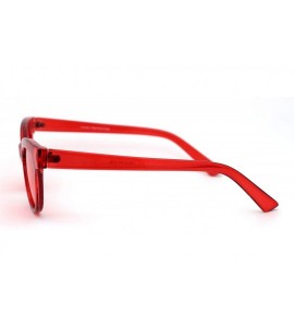 Oval Mod Womens Thick Plastic Oval Hippie Horn Rim Sunglasses - Red - C818YX7XTCN $18.55