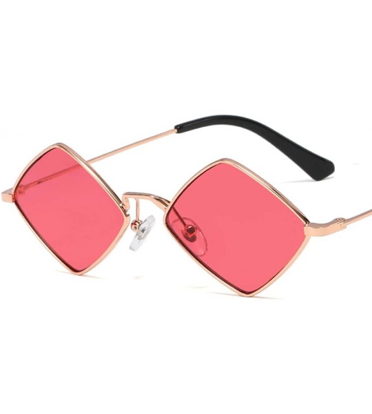 Round 60s Small Hippie Sunglasses for Women Men Hippy Prismatic Square Metal Frame - Clear Rose Tinted Pink - CZ1905N5U76 $28.34