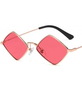 Round 60s Small Hippie Sunglasses for Women Men Hippy Prismatic Square Metal Frame - Clear Rose Tinted Pink - CZ1905N5U76 $28.34