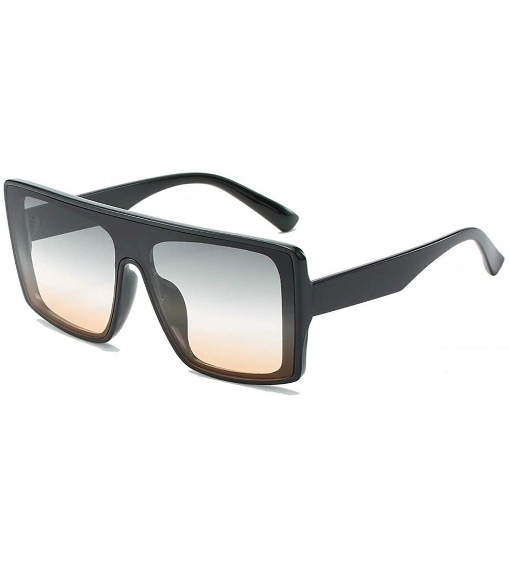 Shield Oversized Square Sunglasses for Women Flat Top Fashion Big Shades Gradient Women Sun Glasses UV400 Protection - CX197E...