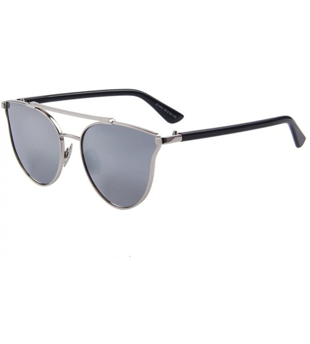 Rimless Women Fashion UV400 Cat Eye Classic Double-Bridge Shades Mirror Sunglasses - Silver - CT17YZZZRWT $21.88