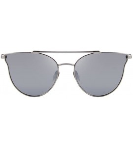 Rimless Women Fashion UV400 Cat Eye Classic Double-Bridge Shades Mirror Sunglasses - Silver - CT17YZZZRWT $21.88