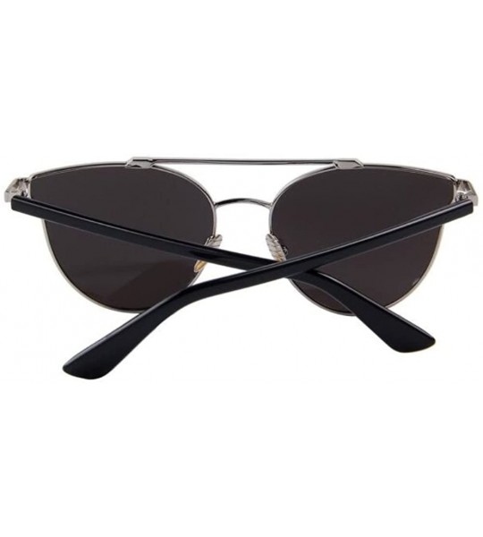 Rimless Women Fashion UV400 Cat Eye Classic Double-Bridge Shades Mirror Sunglasses - Silver - CT17YZZZRWT $21.88