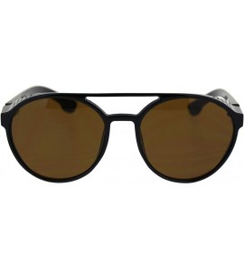 Sport Mens Cafe Racer Style Side Visor Round Vintage Plastic Sunglasses - Black Brown - CB18QZOTW7M $24.27