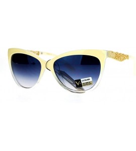 Cat Eye Metal Diecut Floral Jewel Arm Cat Eye Sunglasses - Beige - CV12IVI586Z $22.73