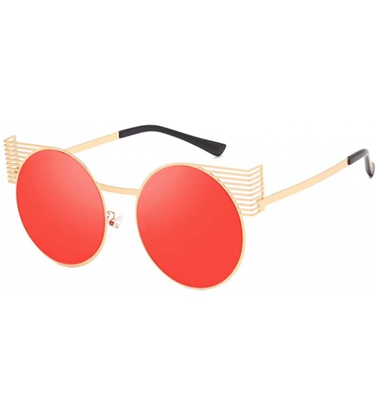 Square Unisex Vintage Round Metal Frame Tinted Lenses Sunglasses UV400 - Gold Red - CF18NDKDG9C $19.25