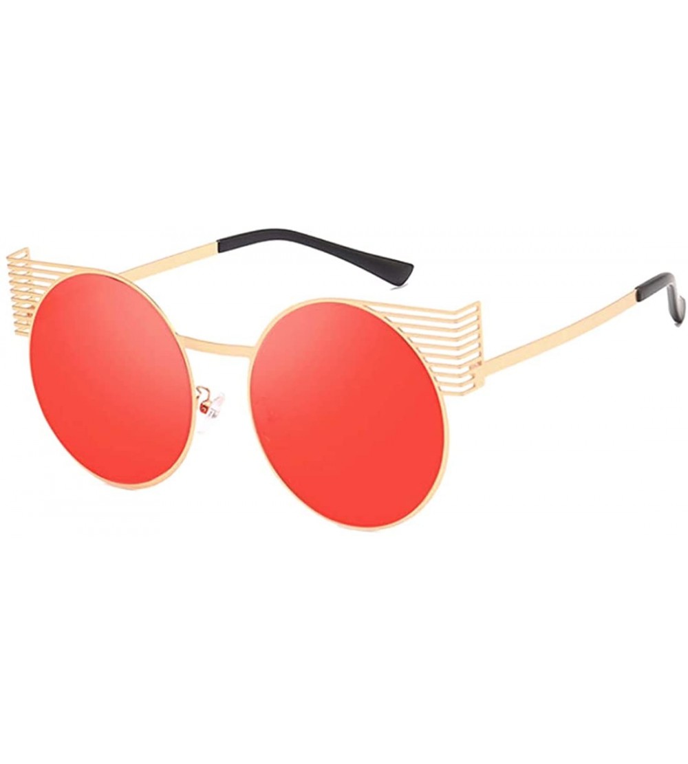 Square Unisex Vintage Round Metal Frame Tinted Lenses Sunglasses UV400 - Gold Red - CF18NDKDG9C $19.25