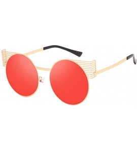 Square Unisex Vintage Round Metal Frame Tinted Lenses Sunglasses UV400 - Gold Red - CF18NDKDG9C $19.25