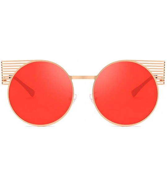 Square Unisex Vintage Round Metal Frame Tinted Lenses Sunglasses UV400 - Gold Red - CF18NDKDG9C $19.25