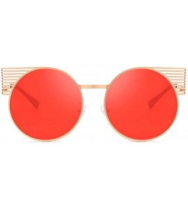 Square Unisex Vintage Round Metal Frame Tinted Lenses Sunglasses UV400 - Gold Red - CF18NDKDG9C $19.25