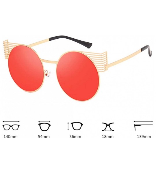 Square Unisex Vintage Round Metal Frame Tinted Lenses Sunglasses UV400 - Gold Red - CF18NDKDG9C $19.25