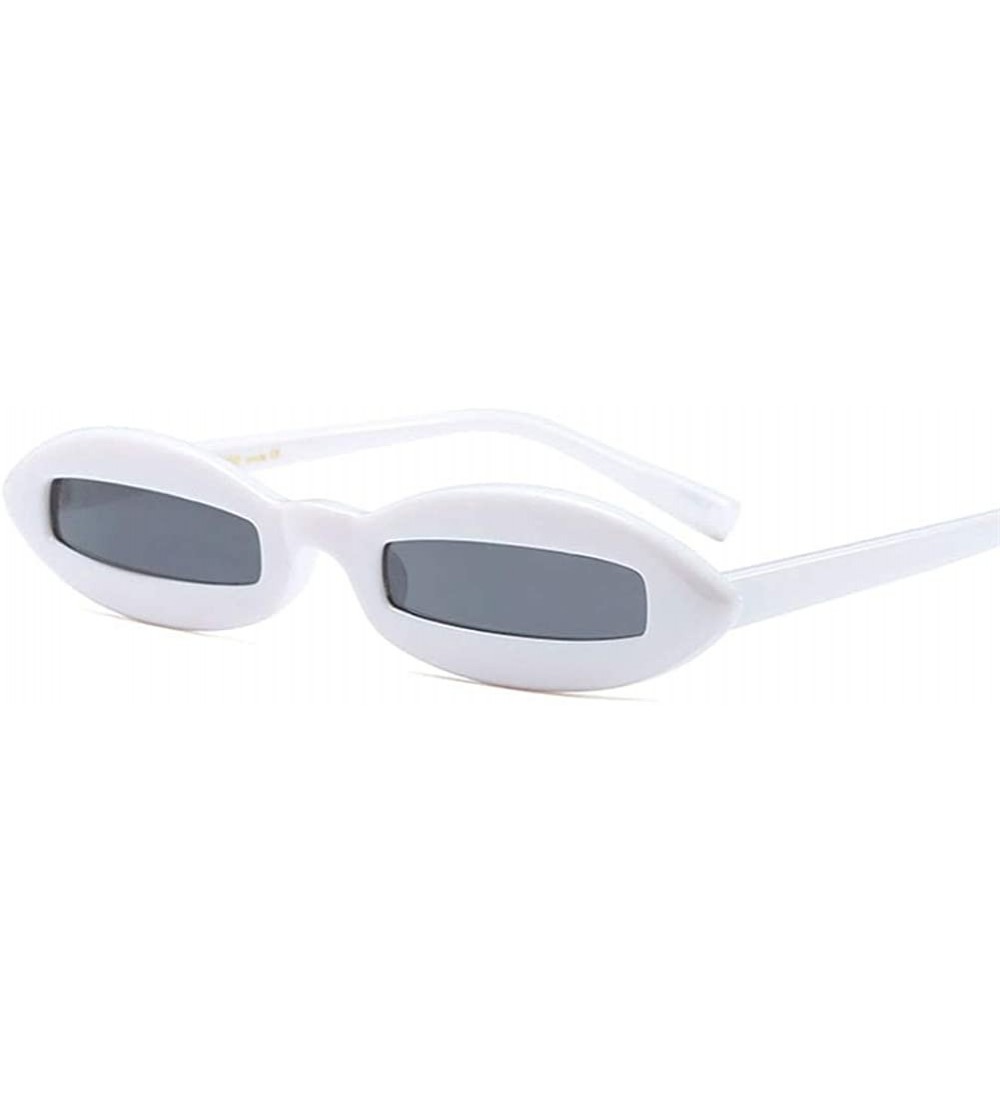 Oval Small Oval Sunglasses for Men Mini Sun Glasses Women Holiday Accessories UV400 (white with black) - CI18KIT64LT $20.16