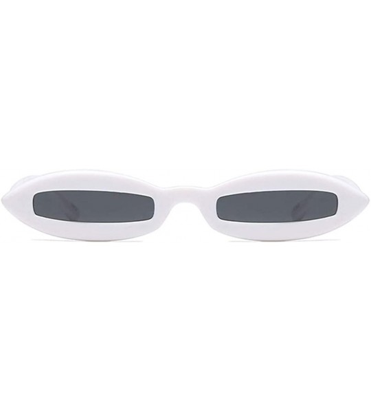 Oval Small Oval Sunglasses for Men Mini Sun Glasses Women Holiday Accessories UV400 (white with black) - CI18KIT64LT $20.16