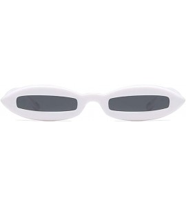 Oval Small Oval Sunglasses for Men Mini Sun Glasses Women Holiday Accessories UV400 (white with black) - CI18KIT64LT $20.16