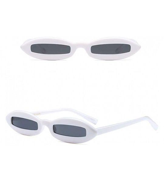 Oval Small Oval Sunglasses for Men Mini Sun Glasses Women Holiday Accessories UV400 (white with black) - CI18KIT64LT $20.16