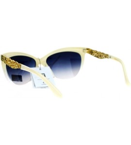 Cat Eye Metal Diecut Floral Jewel Arm Cat Eye Sunglasses - Beige - CV12IVI586Z $22.73
