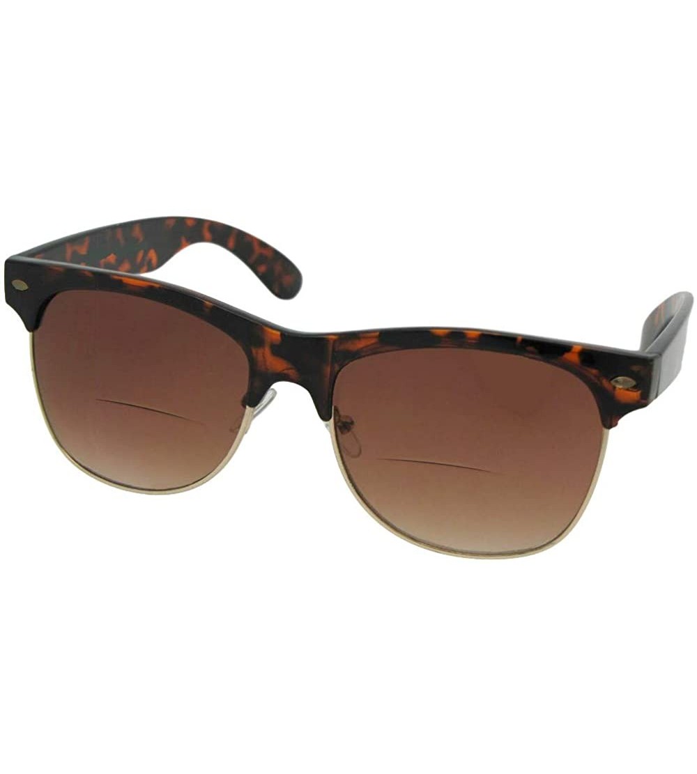 Wayfarer Big Retro Frame Bifocal Sunglass For Men B38 - Tortoise Frame Brown Lenses - CG18KXHLO25 $29.82