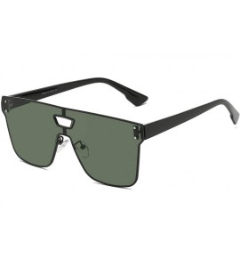 Goggle Retro Vintage Square Flat Lens Oversized UV Protection Outdoor Fashion Sunglasses - Olive - CZ18WQ6ZYCD $37.09