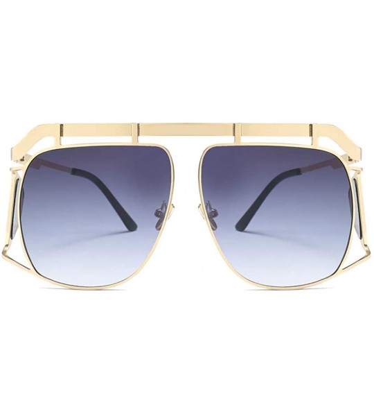 Square Oversized Shield Sunglasses Men Vintage Metal Punk Female Sun Glasses Square - Gold With Black - CH18KGQN7C5 $20.27