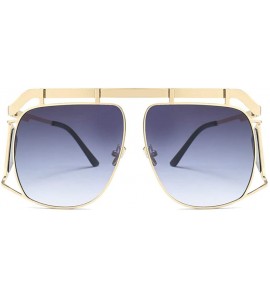 Square Oversized Shield Sunglasses Men Vintage Metal Punk Female Sun Glasses Square - Gold With Black - CH18KGQN7C5 $20.27