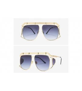 Square Oversized Shield Sunglasses Men Vintage Metal Punk Female Sun Glasses Square - Gold With Black - CH18KGQN7C5 $20.27