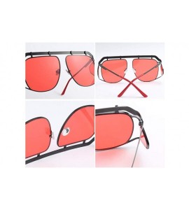 Square Oversized Shield Sunglasses Men Vintage Metal Punk Female Sun Glasses Square - Gold With Black - CH18KGQN7C5 $20.27