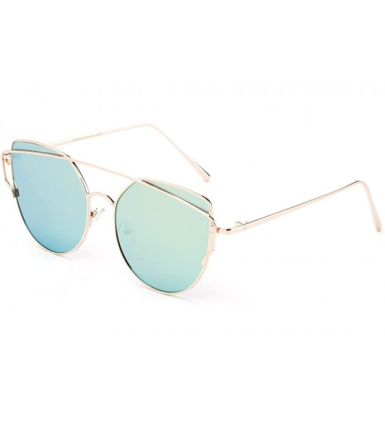 Round Big Oversized Aviator Fashion Sunglasses UV Protection Metal New Model - 9635 Yello Green - CP17YE3RHOM $19.43