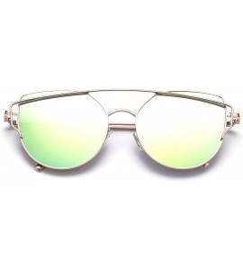 Round Big Oversized Aviator Fashion Sunglasses UV Protection Metal New Model - 9635 Yello Green - CP17YE3RHOM $19.43