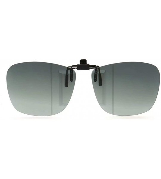 Square Square Clip On Flip Up Sunglasses Polarized Sunglass Lenses Men Women Carry Case - Grey2 - C018X09CEHG $18.95