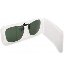 Square Square Clip On Flip Up Sunglasses Polarized Sunglass Lenses Men Women Carry Case - Grey2 - C018X09CEHG $18.95