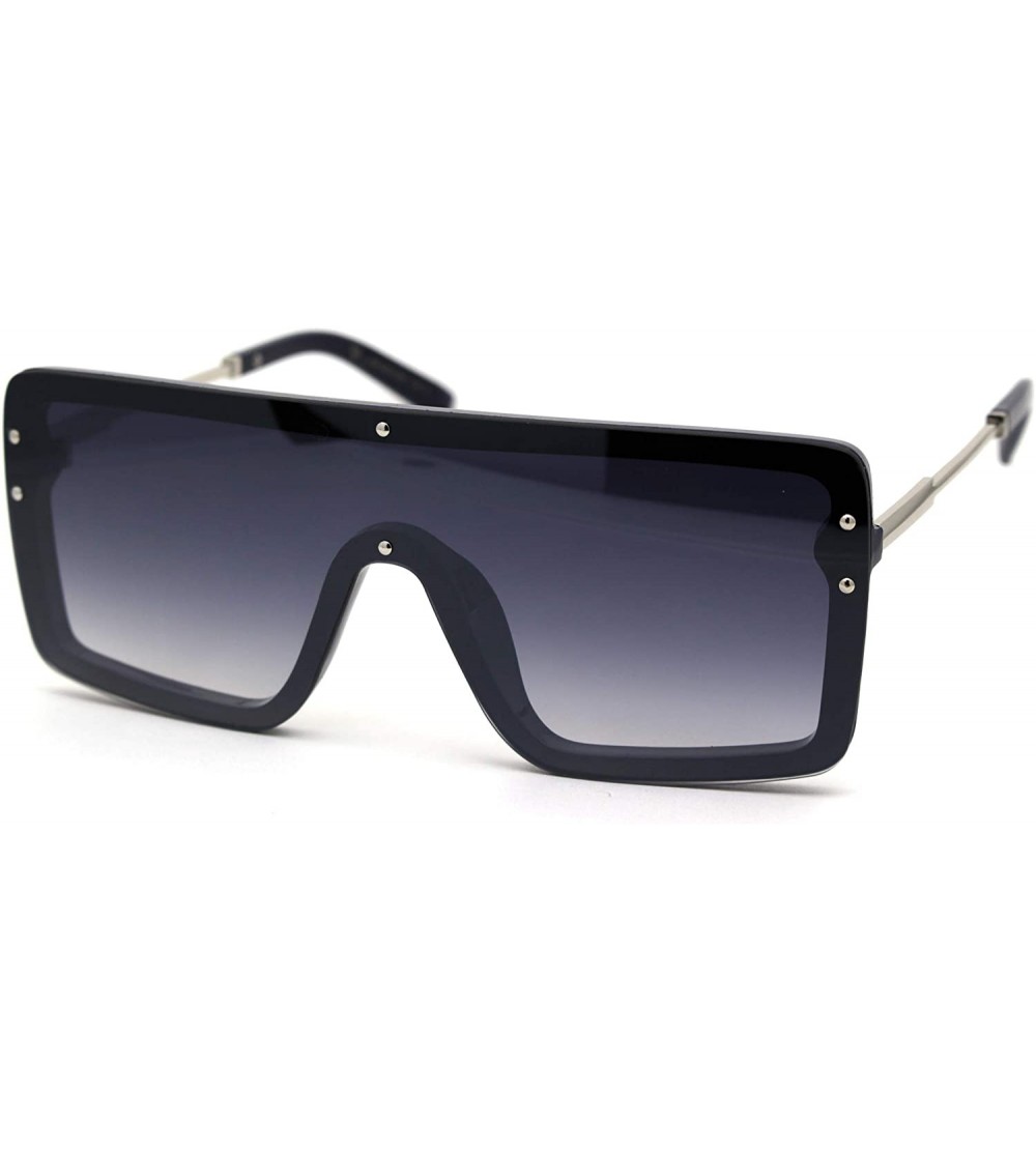 Shield Womens Futuristic Oversize Rectangular Shield Robotic Sunglasses - Navy Smoke - C618XI576QD $23.08