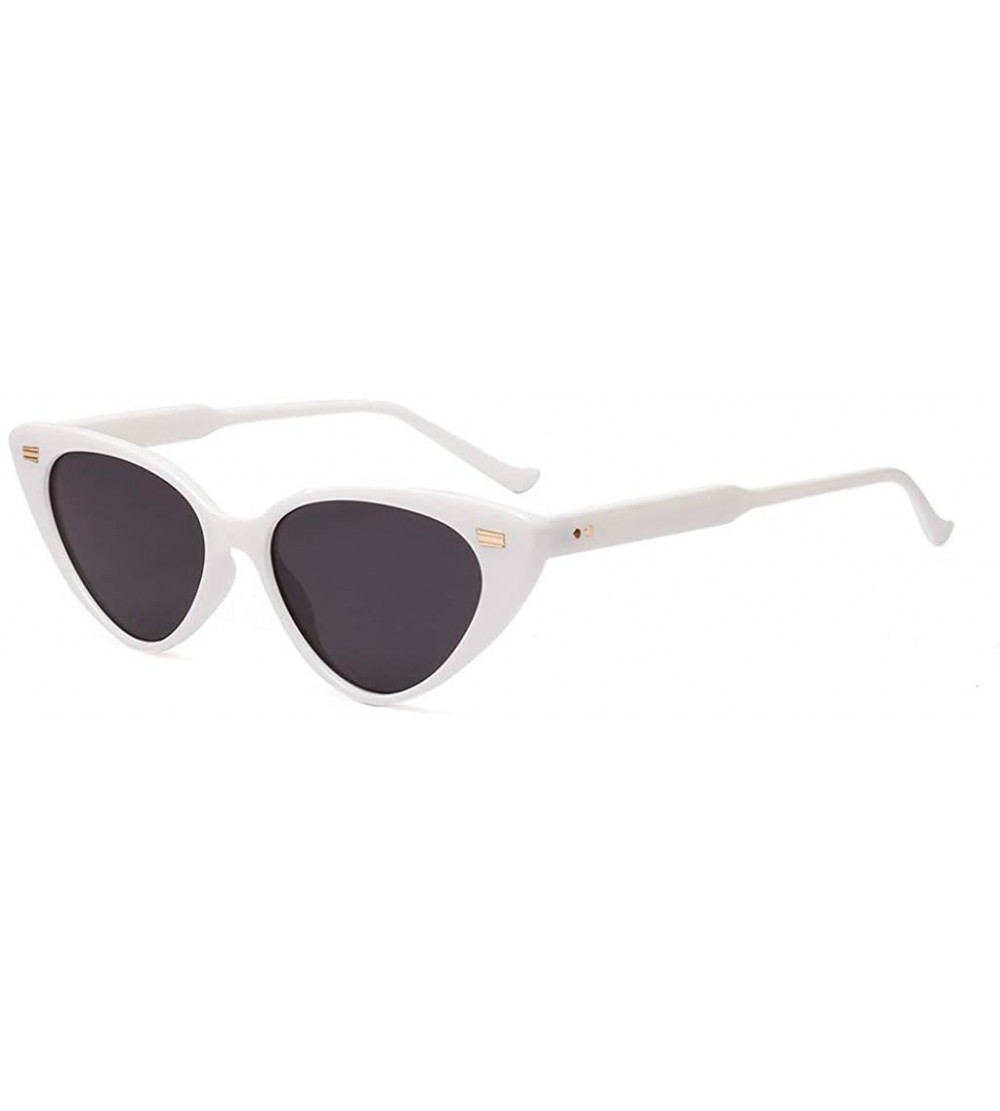 Cat Eye Cat Eye Sunglasses Women Retro Rivet Ladies Sun Glasses Summer Accessories UV400 - White With Black - C618XT8U72A $18.21