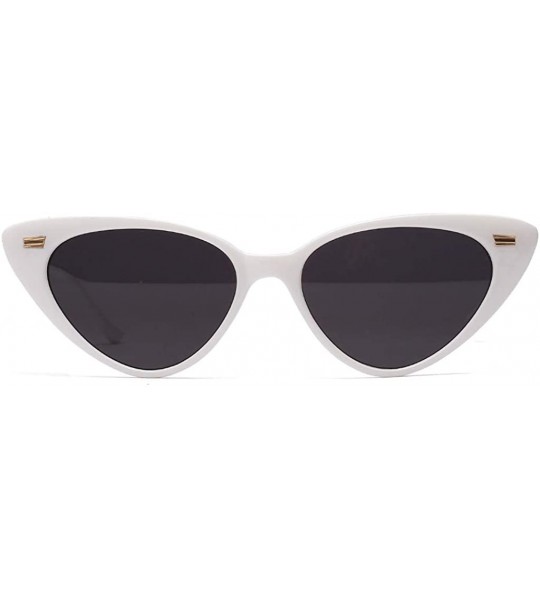 Cat Eye Cat Eye Sunglasses Women Retro Rivet Ladies Sun Glasses Summer Accessories UV400 - White With Black - C618XT8U72A $18.21