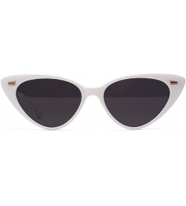 Cat Eye Cat Eye Sunglasses Women Retro Rivet Ladies Sun Glasses Summer Accessories UV400 - White With Black - C618XT8U72A $18.21