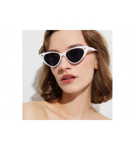 Cat Eye Cat Eye Sunglasses Women Retro Rivet Ladies Sun Glasses Summer Accessories UV400 - White With Black - C618XT8U72A $18.21