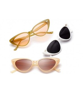 Cat Eye Cat Eye Sunglasses Women Retro Rivet Ladies Sun Glasses Summer Accessories UV400 - White With Black - C618XT8U72A $18.21