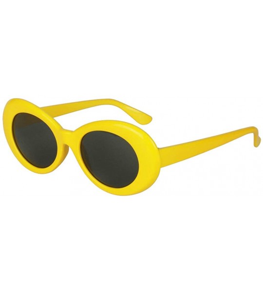 Rimless Bold Retro Oval Mod Thick Frame Sunglasses Round Lens Kurt Cobain Clout Goggles - Yellow - CJ18HMR2LLC $19.48