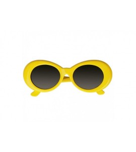 Rimless Bold Retro Oval Mod Thick Frame Sunglasses Round Lens Kurt Cobain Clout Goggles - Yellow - CJ18HMR2LLC $19.48