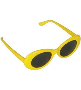 Rimless Bold Retro Oval Mod Thick Frame Sunglasses Round Lens Kurt Cobain Clout Goggles - Yellow - CJ18HMR2LLC $19.48