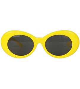 Rimless Bold Retro Oval Mod Thick Frame Sunglasses Round Lens Kurt Cobain Clout Goggles - Yellow - CJ18HMR2LLC $19.48