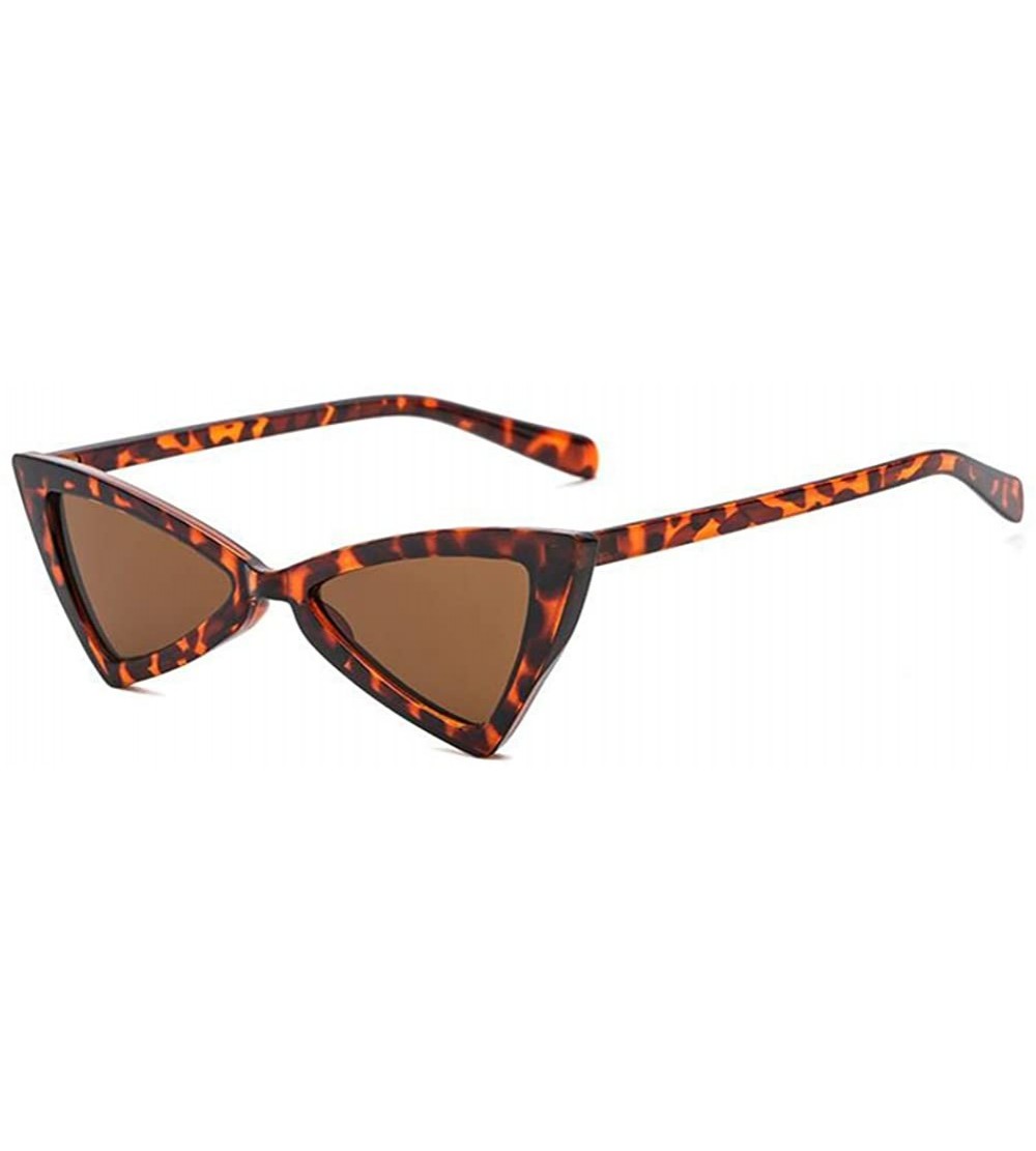 Goggle Retro Metal Hinge Women Cat Eye Sunglasses Fashion Triangle Eyewear - Leopard Brown - CY18CMWR32A $36.52