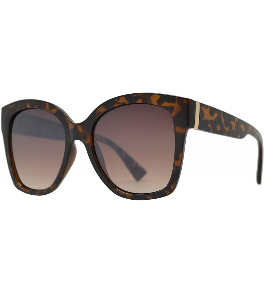 Oversized Women Large Retro Fashion Designer Butterfly Sunglasses UV Protection - Tortoise + Brown - CM195QZ68DC $25.79