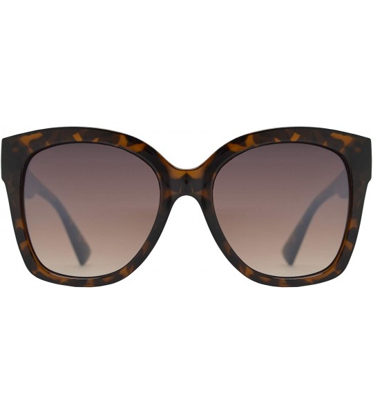 Oversized Women Large Retro Fashion Designer Butterfly Sunglasses UV Protection - Tortoise + Brown - CM195QZ68DC $25.79