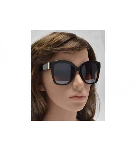 Oversized Women Large Retro Fashion Designer Butterfly Sunglasses UV Protection - Tortoise + Brown - CM195QZ68DC $25.79