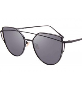 Cat Eye Street Fashion Cat Eye Mirrored Metal Sunglasses for Women 7805 - Bk+sr - CF18Q6RASMO $35.26