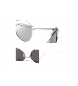 Cat Eye Street Fashion Cat Eye Mirrored Metal Sunglasses for Women 7805 - Bk+sr - CF18Q6RASMO $35.26