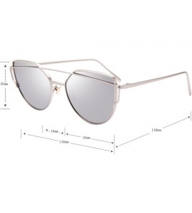 Cat Eye Street Fashion Cat Eye Mirrored Metal Sunglasses for Women 7805 - Bk+sr - CF18Q6RASMO $35.26