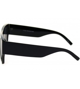 Rectangular Mens Thick Arm Flat Top Gangster Mob Plastic Sunglasses - All Black - CI18SIRRK5X $19.81